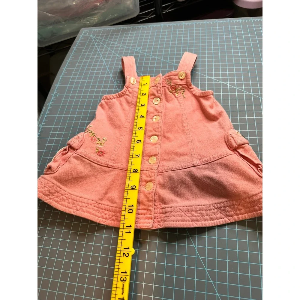 Ralph Lauren Infant 3M Pink Floral Embroidered Cotton Button Front Romper Dress